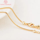 2PCS 24K Brass Box Necklace Chains DIY Jewelry Findings Accessories