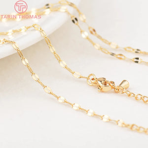 2PCS 24K Brass Finished Necklace Chain DIY Jewelry Making Findings