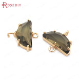 6PCS 7x15MM Champagne Brass Glass Moon Charms Pendants