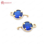 10PCS 6MM High Champagne Brass Glass Round Connect Charms Pendants