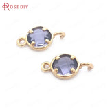 10PCS 6MM High Champagne Brass Glass Round Connect Charms Pendants