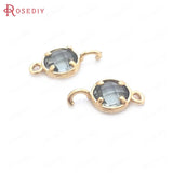 10PCS 6MM High Champagne Brass Glass Round Connect Charms Pendants