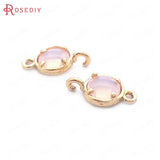 10PCS 6MM High Champagne Brass Glass Round Connect Charms Pendants