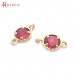 10PCS 6MM High Champagne Brass Glass Round Connect Charms Pendants