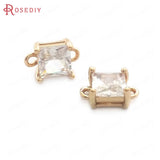 10PCS 6MM High Champagne Brass Glass Charms Pendants Jewelry Accessories