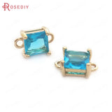 10PCS 6MM High Champagne Brass Glass Charms Pendants Jewelry Accessories