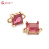 10PCS 6MM High Champagne Brass Glass Charms Pendants Jewelry Accessories