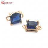 10PCS 6MM High Champagne Brass Glass Charms Pendants Jewelry Accessories