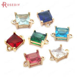 10PCS 6MM High Champagne Brass Glass Charms Pendants Jewelry Accessories
