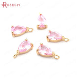 10PCS 4x6MM Champagne Brass and Glass Drop Charms Pendants