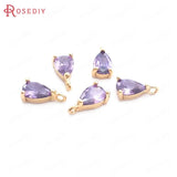 10PCS 4x6MM Champagne Brass and Glass Drop Charms Pendants
