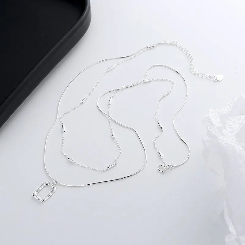 S925 Sterling Silver Double Snake Chain Necklace For Women Wedding