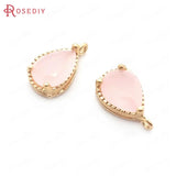 10PCS 6x8MM Champagne Brass/Glass Drop Charms Pendants High Jewelry