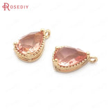 10PCS 6x8MM Champagne Brass/Glass Drop Charms Pendants High Jewelry