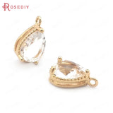 10PCS 6x8MM Champagne Brass/Glass Drop Charms Pendants High Jewelry