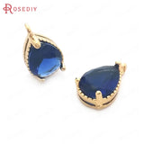 10PCS 6x8MM Champagne Brass/Glass Drop Charms Pendants High Jewelry
