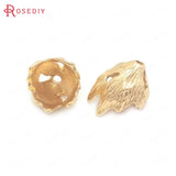 10PCS 8.5MM 24K Brass Tree Leaf Beads Caps Tassel Caps