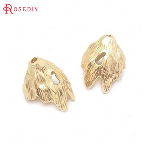 10PCS 8.5MM 24K Brass Tree Leaf Beads Caps Tassel Caps