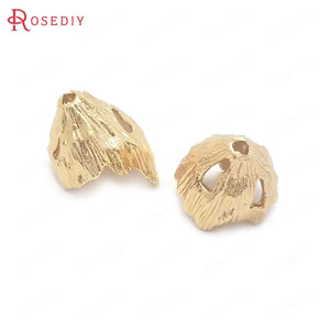 10PCS 8.5MM 24K Brass Tree Leaf Beads Caps Tassel Caps