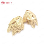 10PCS 8.5MM 24K Brass Tree Leaf Beads Caps Tassel Caps