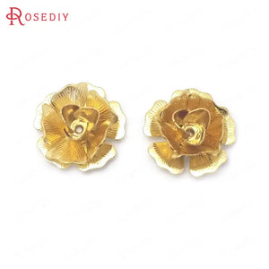 20PCS 15MM Brass 3D Flower Jewelry Making Supplies Diy Findings Accessories