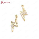 6PCS 7x19MM Champagne Brass Zircon Lightning Charms Pendants DIY Jewelry