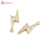 6PCS 7x19MM Champagne Brass Zircon Lightning Charms Pendants DIY Jewelry