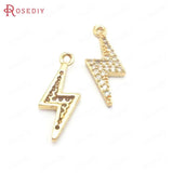 6PCS 7x19MM Champagne Brass Zircon Lightning Charms Pendants DIY Jewelry