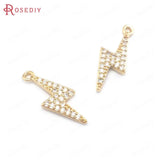 6PCS 7x19MM Champagne Brass Zircon Lightning Charms Pendants DIY Jewelry