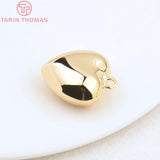 6PCS 24K Brass Heart Beads Charms 18x20x10MM 2MM Hole DIY Jewelry Findings