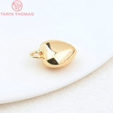 6PCS 24K Brass Heart Beads Charms 18x20x10MM 2MM Hole DIY Jewelry Findings