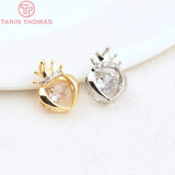 2PCS 10x13.5MM24K Brass Zircon Heart Charms High Diy Jewelry Findings