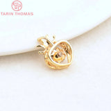 2PCS 10x13.5MM24K Brass Zircon Heart Charms High Diy Jewelry Findings