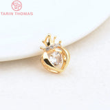 2PCS 10x13.5MM24K Brass Zircon Heart Charms High Diy Jewelry Findings