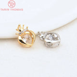 2PCS 10x13.5MM24K Brass Zircon Heart Charms High Diy Jewelry Findings