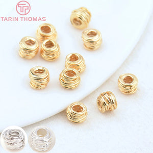 10PCS 24K Brass Irregular Beads 4x5MM Hole 2MM High DIY Jewelry Findings