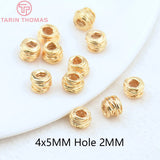10PCS 24K Brass Irregular Beads 4x5MM Hole 2MM High DIY Jewelry Findings