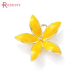 4PCS 24x24MM 24K Brass Flower Charms Pendants & Stud Earrings