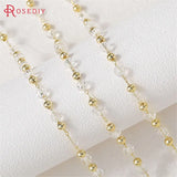 1 Meter 24K Brass Glass Ball Beads Chains Necklace Chains