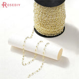 1 Meter 24K Brass Glass Ball Beads Chains Necklace Chains
