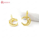 4PCS 10x15MM Brass Zircon Round Flower Pendants DIY Jewelry Making