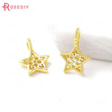 4PCS 10x15MM Brass Zircon Round Flower Pendants DIY Jewelry Making