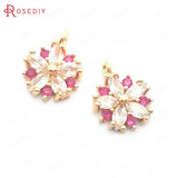 6PCS Champagne Brass Zircon Flower Charms Pendants DIY Jewelry Findings