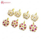 6PCS Champagne Brass Zircon Flower Charms Pendants DIY Jewelry Findings