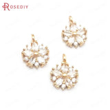 6PCS Champagne Brass Zircon Flower Charms Pendants DIY Jewelry Findings