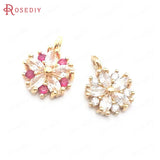 6PCS Champagne Brass Zircon Flower Charms Pendants DIY Jewelry Findings