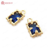 10PCS 11x6.5MM Champagne Brass Glass Charms Pendants Jewelry DIY