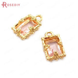 10PCS 11x6.5MM Champagne Brass Glass Charms Pendants Jewelry DIY