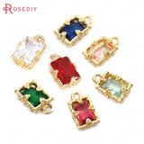 10PCS 11x6.5MM Champagne Brass Glass Charms Pendants Jewelry DIY