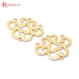 10PCS 27x22MM Champagne Flower Brass Connect Charms Pendants